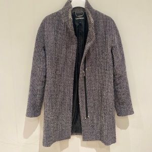 Express Tweed Cocoon Coat Blk/Wht